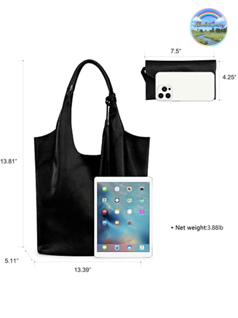 Slouchy Hobo Shoulder Bag Vegan Leather Tassel Handbag